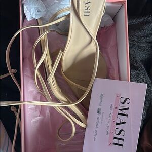 Women's Cream strappy heels w/ clear heel size 13